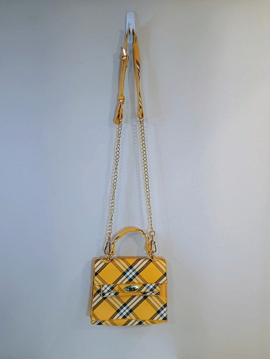 Steve Madden Handbags - Steve Madden Yellow Plaid Mini Crossbody Bag with Chain Strap